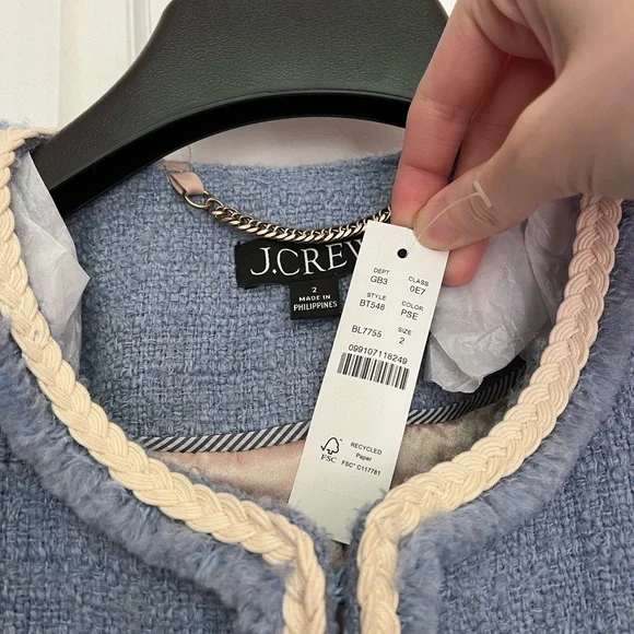 J. Crew Frances Lady Jacket in Maritime Tweed - Pale Seascape - Picture 4 of 7